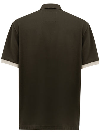 CANALI Polo Canali manica corta verde kaki da uomo