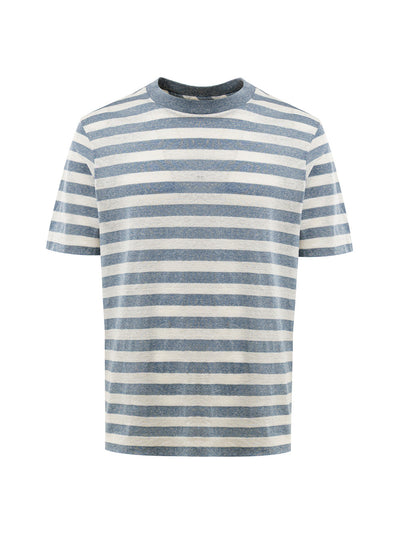 Gran Sasso T-Shirt a Righe in Cotone Fiammato da uomo