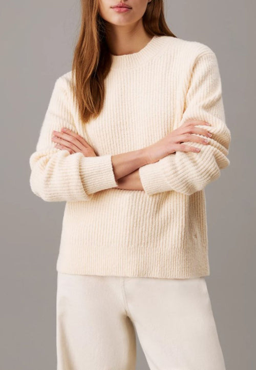 calvin klein MAGLIONE BOUCLE RIB C-NK RELAXED SWEATER da donna