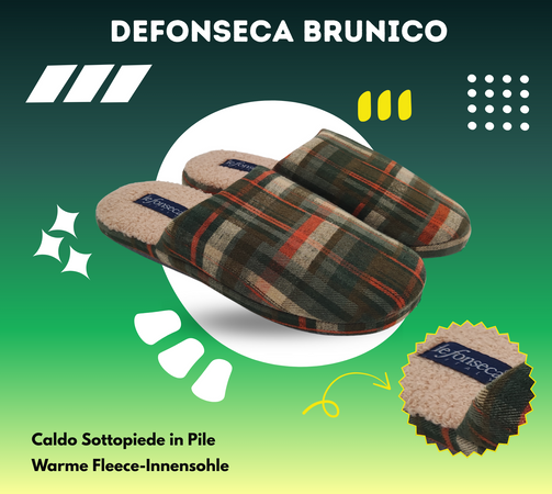 de fonseca Brunico Ciabatte Invernali, Calde Pantofole Chiuse per Uomo, Ciabatta con Pelo per Casa