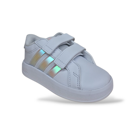 Sneakers bambina Adidas Grand Court 3.0 bianco cangiante pelle
