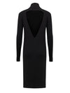Bottega Veneta Abito Nero Lungo in Maglia a Coste da donna