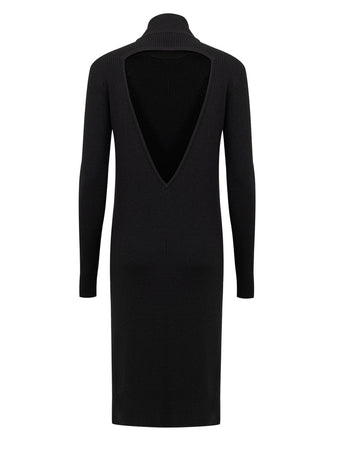 Bottega Veneta Abito Nero Lungo in Maglia a Coste da donna