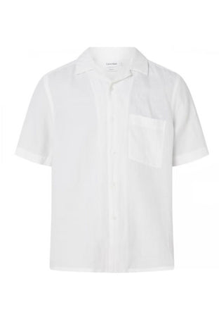 calvin klein CAMICIA LINEN COTTON CUBAN SS SHIRT da uomo