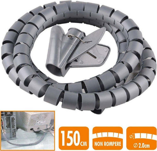 Raccogli Cavo Spiralato Organizer Copri Fili Cavi Elettrici 2 Cm X 1,5 Mt Grigio Casa, arredamento e bricolage > Materiale Elettrico Trade Shop italia - Napoli, Commerciovirtuoso.it