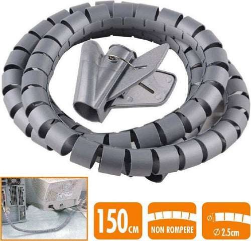 Raccogli Cavo Spiralato Organizer Copri Fili Cavi Elettrici 2,5cm X 1,5mt Grigio Fai da te/Materiale elettrico/Gestione del cavo/Guaine per cavi Trade Shop italia - Napoli, Commerciovirtuoso.it