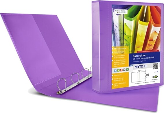 Raccoglitore personalizzabile Myto TI - 4 anelli a D 30 mm - dorso 4 cm - 22x30 cm - lilla - Sei Rota Cancelleria e prodotti per ufficio/Archivio ufficio e accessori per scrivania/Raccoglitori e accessori per raccoglitori/Raccoglitori/Raccoglitori a leva per documenti Eurocartuccia - Pavullo, Commerciovirtuoso.it