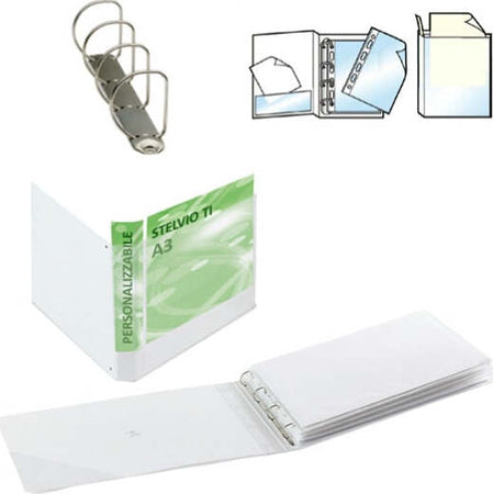 Raccoglitore personalizzabile Stelvio TI - 4 anelli a D 25 mm - 42x30 cm (album) - bianco - Sei Rota Cancelleria e prodotti per ufficio/Archivio ufficio e accessori per scrivania/Raccoglitori e accessori per raccoglitori/Raccoglitori/Raccoglitori a leva per documenti Eurocartuccia - Pavullo, Commerciovirtuoso.it