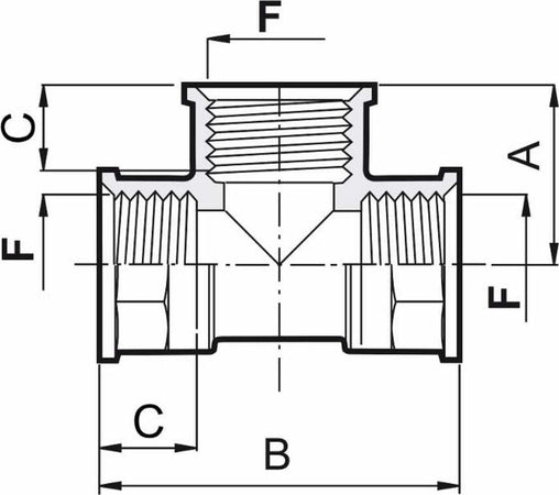 Raccordo a T femmina G1"1/4. Confezione da 5pz