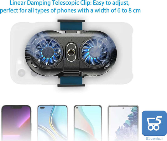 Radiatore per Cellulare con Doppio Chip di Raffreddamento a Semiconduttore per tutti i tipi di cellulare da 4,5 a 7 pollici Live Streaming, Outdoor Vlog, giochi mobili