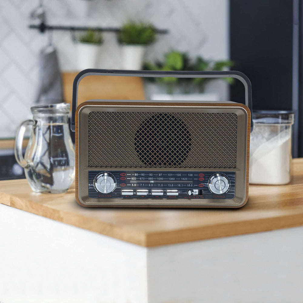 Radio Vintage COLSUR Bluetooth - FM, USB, TF, Batteria 1500mAh, Suono 5W - Foto 5