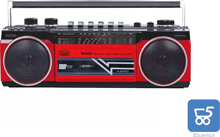 Radio Registratore Portatile a Cassetta con FM e Bluetooth TREVI RR 501 BT Rosso