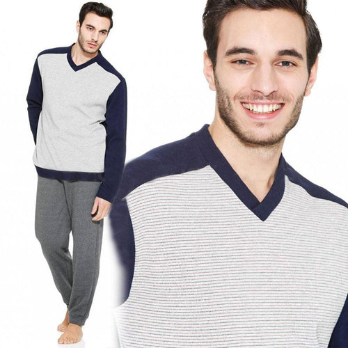 Ragno Pigiama Uomo Invernale Scollo V Punto Milano N26262 S28 - Passarelli Biancheria