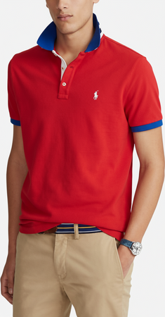 Ralph Lauren Polo Uomo Mezze Maniche E Colletto Polo Slim-fit Maniche Corte Pony Ricamato Cotone Polo Fashion Colletto E Bordi A Contrasto