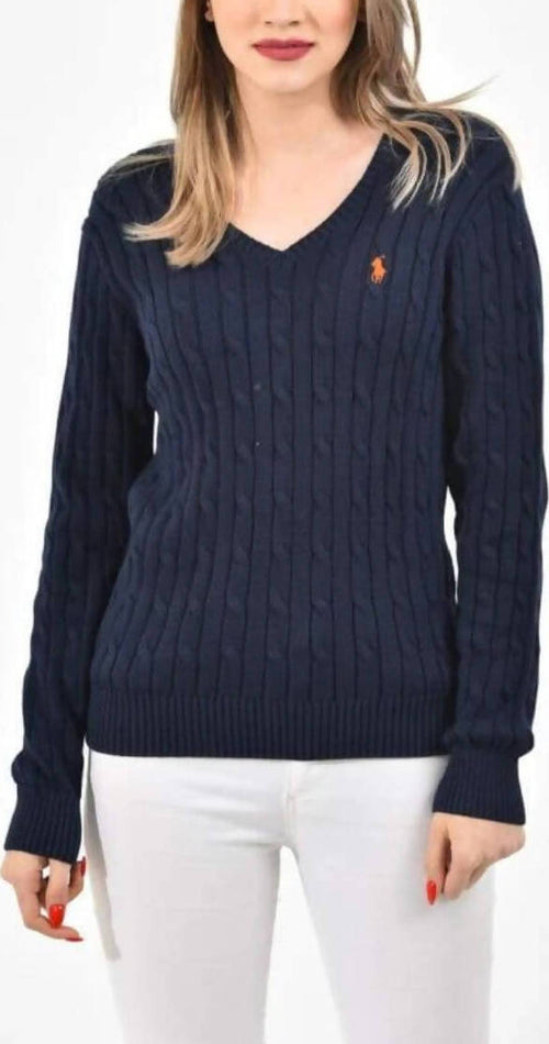 Ralph Lauren Pullover Donna Trecce Scollo a V in Cotone Maglione Slim Fit Tinta Unita Pony Ricamato Maniche Lunghe Moda/Donna/Abbigliamento/Maglioni e cardigan/Maglioni Euforia - Bronte, Commerciovirtuoso.it