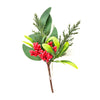 Rametto natalizio con bacche rosse e foglie decorative h 21 cm
