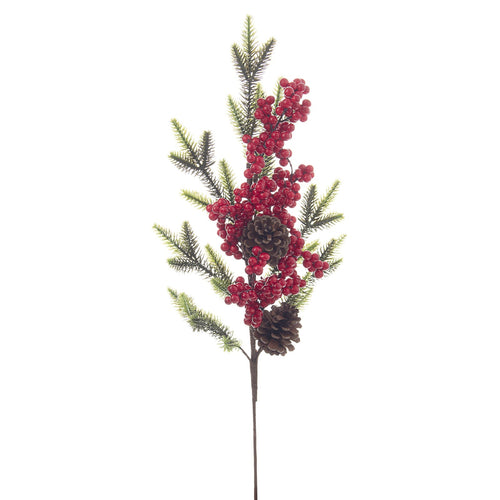 Rametto decorativo Jennie con bacche in polistirolo per interni ed esterni