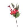 Rametto natalizio con bacche rosse e foglie decorative h 26,5 cm