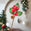 Rametto natalizio con bacche rosse e foglie decorative h 21 cm