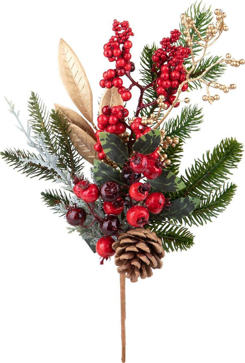 Ramo decorativo color oro e rosso per decorazioni e composizioni di fiori h 40 cm Casa e cucina/Decorazioni per interni/Addobbi e decorazioni per ricorrenze/Decorazioni natalizie/Ghirlande e corone MagiediNatale.it - Altamura, Commerciovirtuoso.it