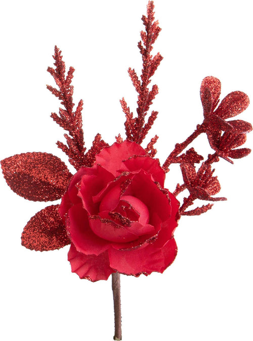 Ramo decorativo con rosa per decorazioni e composizioni floreali h 16 cm Casa e cucina/Decorazioni per interni/Addobbi e decorazioni per ricorrenze/Decorazioni natalizie/Ghirlande e corone MagiediNatale.it - Altamura, Commerciovirtuoso.it
