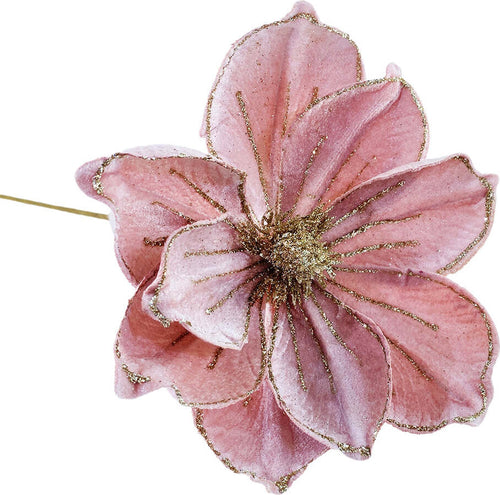 Ramo decorativo Magnolia in velluto Rosa bordo glitter oro da 15 cm Casa e cucina/Decorazioni per interni/Addobbi e decorazioni per ricorrenze/Decorazioni natalizie/Ghirlande e corone MagiediNatale.it - Altamura, Commerciovirtuoso.it