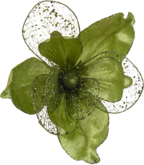 Ramo decorativo Magnolia in velluto verde pistacchio con clip da 26 cm Casa e cucina/Decorazioni per interni/Addobbi e decorazioni per ricorrenze/Decorazioni natalizie/Ghirlande e corone MagiediNatale.it - Altamura, Commerciovirtuoso.it