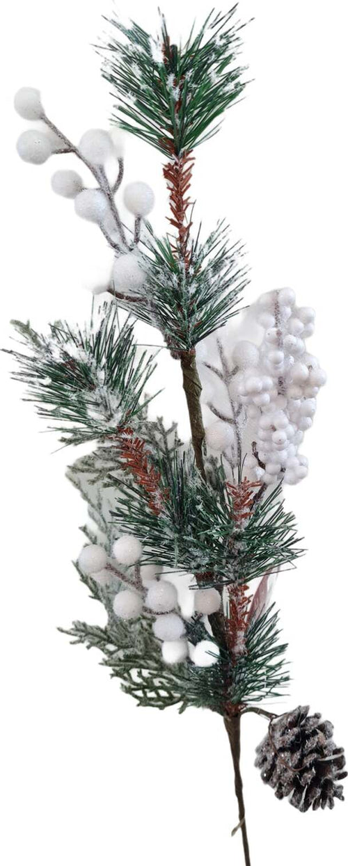 Ramo innevato decorazione natalizia con bacche e pigna per interno h 68 cm Casa e cucina/Decorazioni per interni/Addobbi e decorazioni per ricorrenze/Decorazioni natalizie/Ghirlande e corone MagiediNatale.it - Altamura, Commerciovirtuoso.it