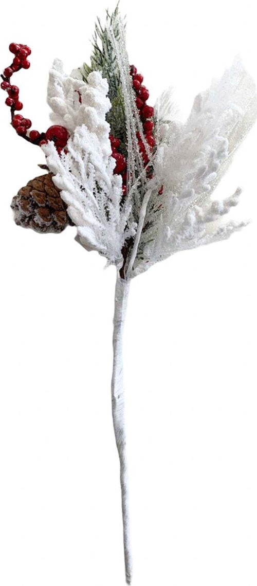 Ramo verde decorazione natalizia con bacche e pigne innevato h 40 cm Casa e cucina/Decorazioni per interni/Addobbi e decorazioni per ricorrenze/Decorazioni natalizie/Ghirlande e corone MagiediNatale.it - Altamura, Commerciovirtuoso.it