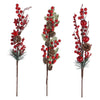 Set 3 Rami con Bacche Rosse per decorazioni Interne ed Esterne h 55 cm