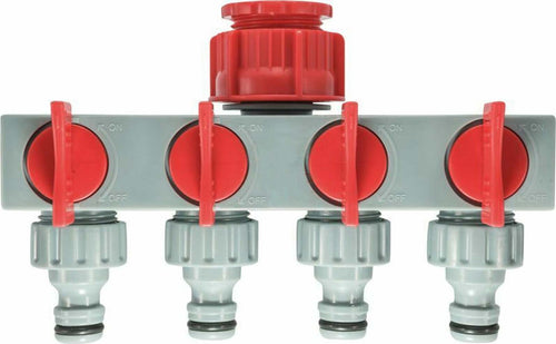 Rampa con attaco filettatura da 3/4 femmina con 4 rubinetti a innesto maschio Giardino e giardinaggio/Attrezzi da giardino e attrezzature per l'irrigazione/Attrezzature per l'irrigazione/Rubinetti La Zappa - Altamura, Commerciovirtuoso.it