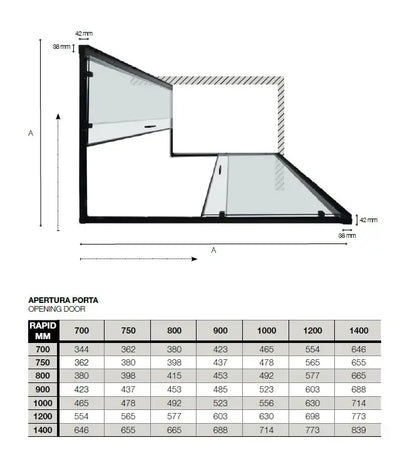 RAPID | Box Doccia Tre Lati Profili Neri 6mm Anticalcare Montaggio Rapido