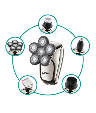 Rasoio 5in1 Led Elettrico Cordless Usb Ricaricabile Ipx6 Impermeabile Vgr V-320