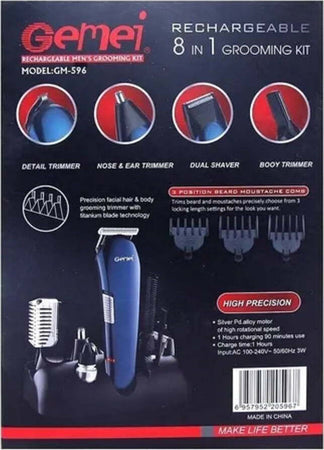 Rasoio-8in1-Gm596-Batteria-Ricaricabile-Trimmer-Kit-Cura-Uomo-Tagliacapelli-Barba
