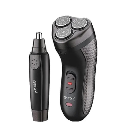 Rasoio A Batteria Elettrico + Rifinitore Per Naso Orecchie Trimmer 2in1 Gm-7113