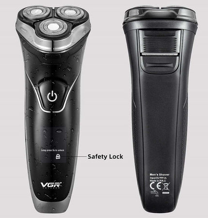 Rasoio-A-Triple-Testine-Rotanti-Trimmer-Barba-Cordless-Impermeabile-Display-V318