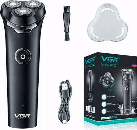Rasoio-Elettrico-Barba-Trimmer-Rotante-Tripla-Lama-Impermeabile-Carica-Usb-V-319