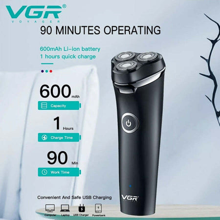 Rasoio-Elettrico-Barba-Trimmer-Rotante-Tripla-Lama-Impermeabile-Carica-Usb-V-319