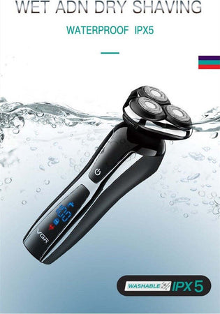Rasoio-Elettrico-Barba-Trimmer-Usb-Ricaricabile-Impermeabile-Con-Display-V-309