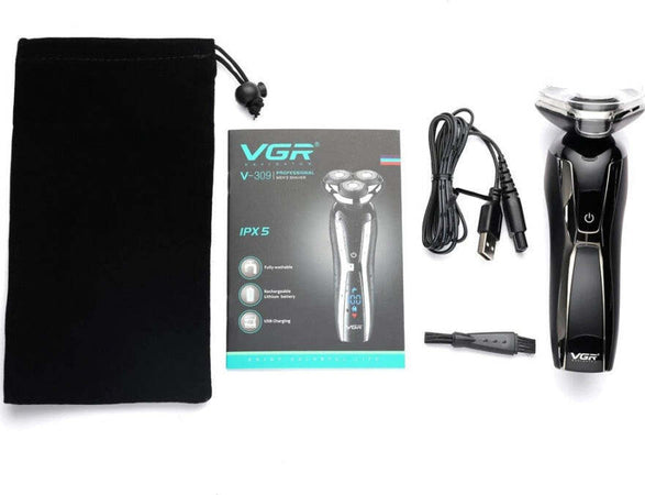 Rasoio-Elettrico-Barba-Trimmer-Usb-Ricaricabile-Impermeabile-Con-Display-V-309