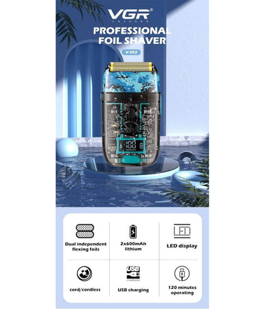 Rasoio Elettrico Uomo Per Barba Capelli Corpo Professionale Regolabarba Vgr 352