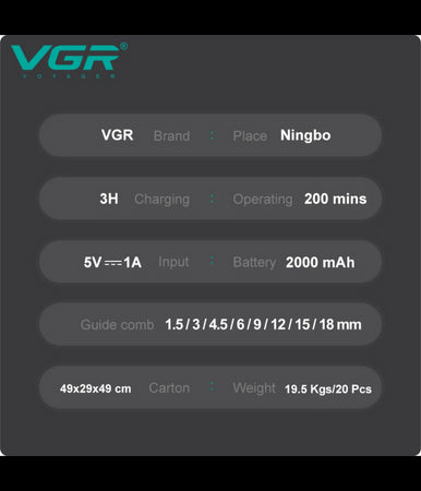 Tagliacapelli Uomo A Zero Professionale Regolabarba Ricaricabile Batteria Vgr651