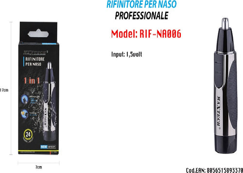 Rasoio Rifinitore Per Peli Naso Orecchie Barba Rif-na006 Uomo Maxtech Salute e cura della persona/Rasatura epilazione e rimozione peli/Regolabarba tagliacapelli e rasoi per il corpo/Regolarbarba e rifinitori Trade Shop italia - Napoli, Commerciovirtuoso.it