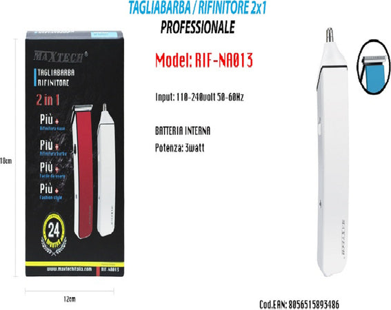 Rasoio Rifinitore Tagliabarba 2x1 Professionale Di Precisione Per Peli Naso Barba Rif-na013 Salute e cura della persona/Rasatura epilazione e rimozione peli/Regolabarba tagliacapelli e rasoi per il corpo/Regolarbarba e rifinitori Trade Shop italia - Napoli, Commerciovirtuoso.it