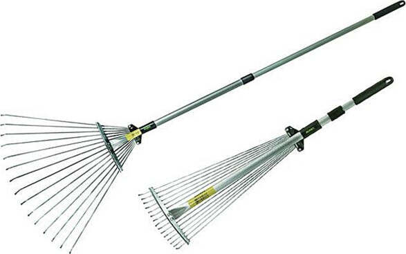 Rastrello-Raccoglifoglie-Allungabile-Telescopico-In-Metallo-Raggi-Regolabili