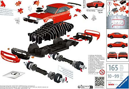 Ravensburger-Puzzle-3D-Dodge-Challenger-Red-108-pz