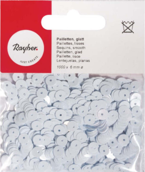 RAYHER---1000-PEZZI---PAILLETTES-LISCIE-Ø6MM---COLORE-BIANCO