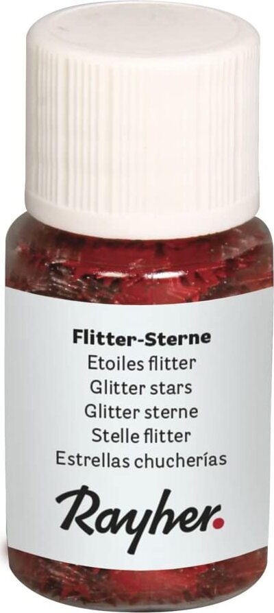 RAYHER---10ml---PAILLETTES-CON-FORMA-A-STELLA-IN-ALLUMINIO---COLORE-ROSSO