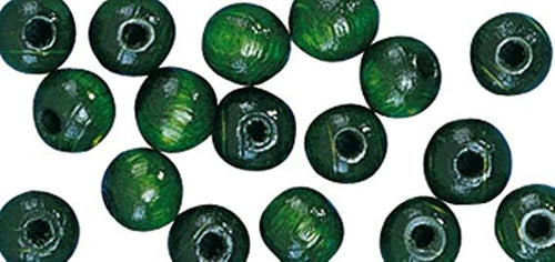 RAYHER---115-PEZZI---PERLINE-IN-LEGNO-LUCIDO-RESISTENTI-Ø6MM---COLORE-VERDE-SCURO