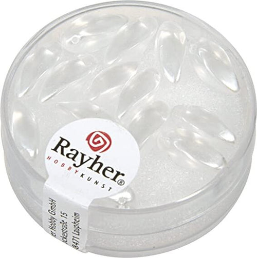 RAYHER---15-PEZZI---PERLE-IN-VETRO-A-GOCCIA-6x12MM